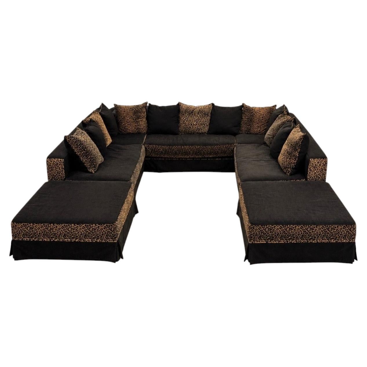 Monumental Sectional Leopard Sofa For Sale