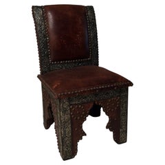 Moroccan Leather & Metal Chair with Studs