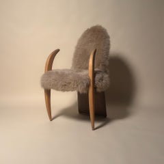 Memphis Style Pair of Sheep Skin "Tusk" Chairs