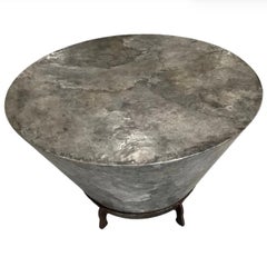 Parchment Conical Drum Table with Metal Base