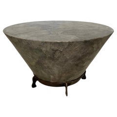 Parchment Conical Drum Table with Metal Base