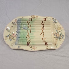 Antique Circa 1900 French Longchamp Majolica Asparagus Serving Platter