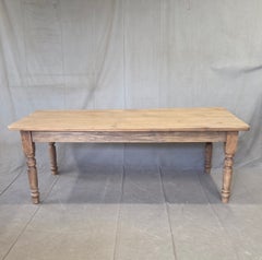 Antique 1920s English Weathered Pine Farmhouse 7' Long Kitchen or Dining Table