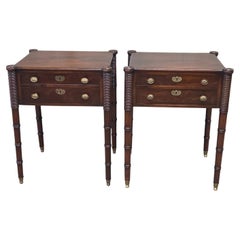 Antique Mahogany Federal Style Nightstands with Interior Slant Desk - a Pair