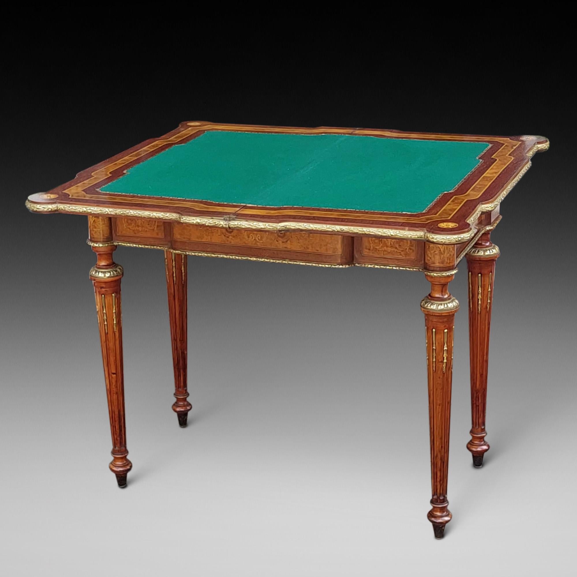Late 19thC Burr Walnut Card Table For Sale 2