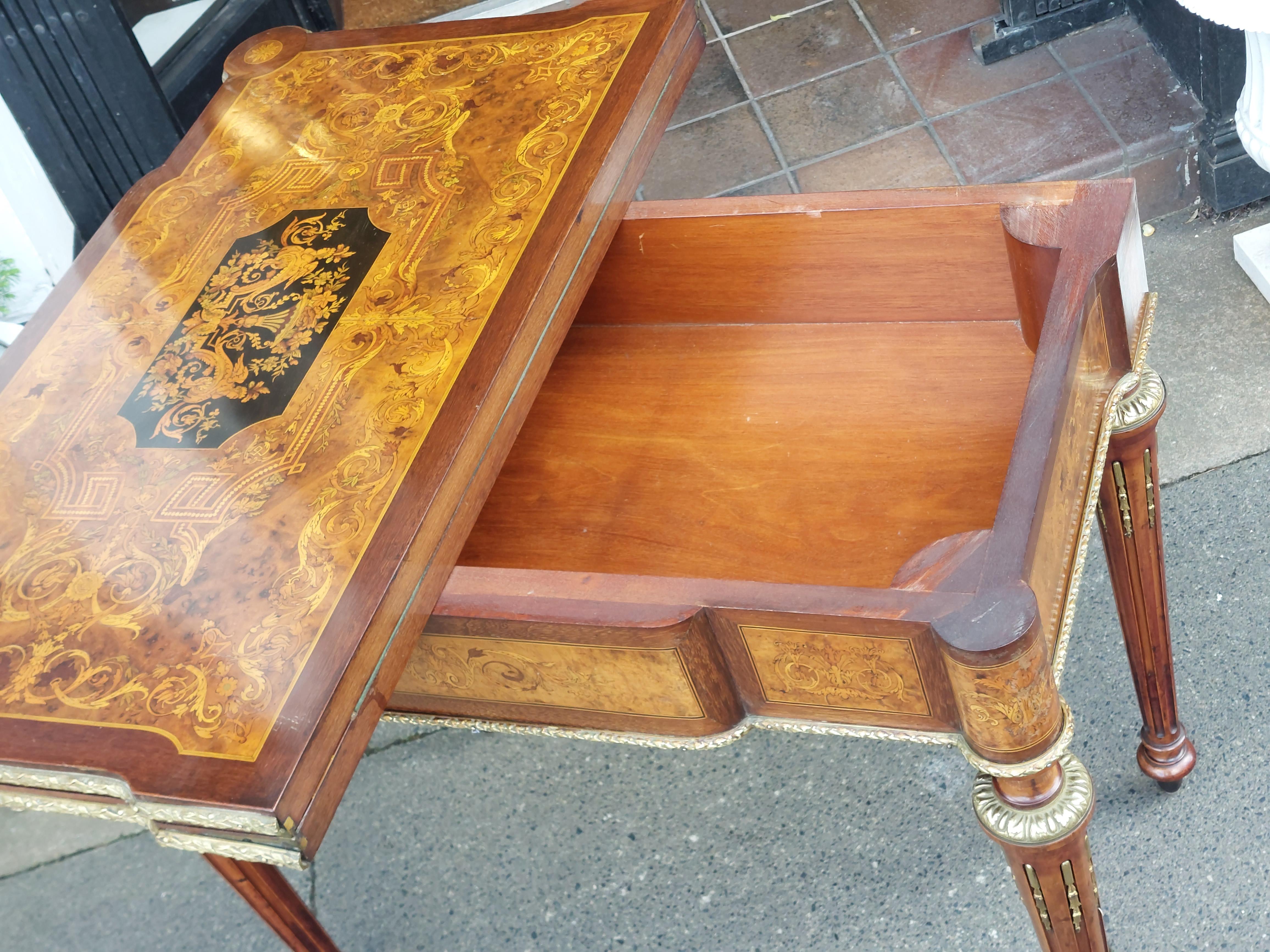 Late 19thC Burr Walnut Card Table For Sale 1