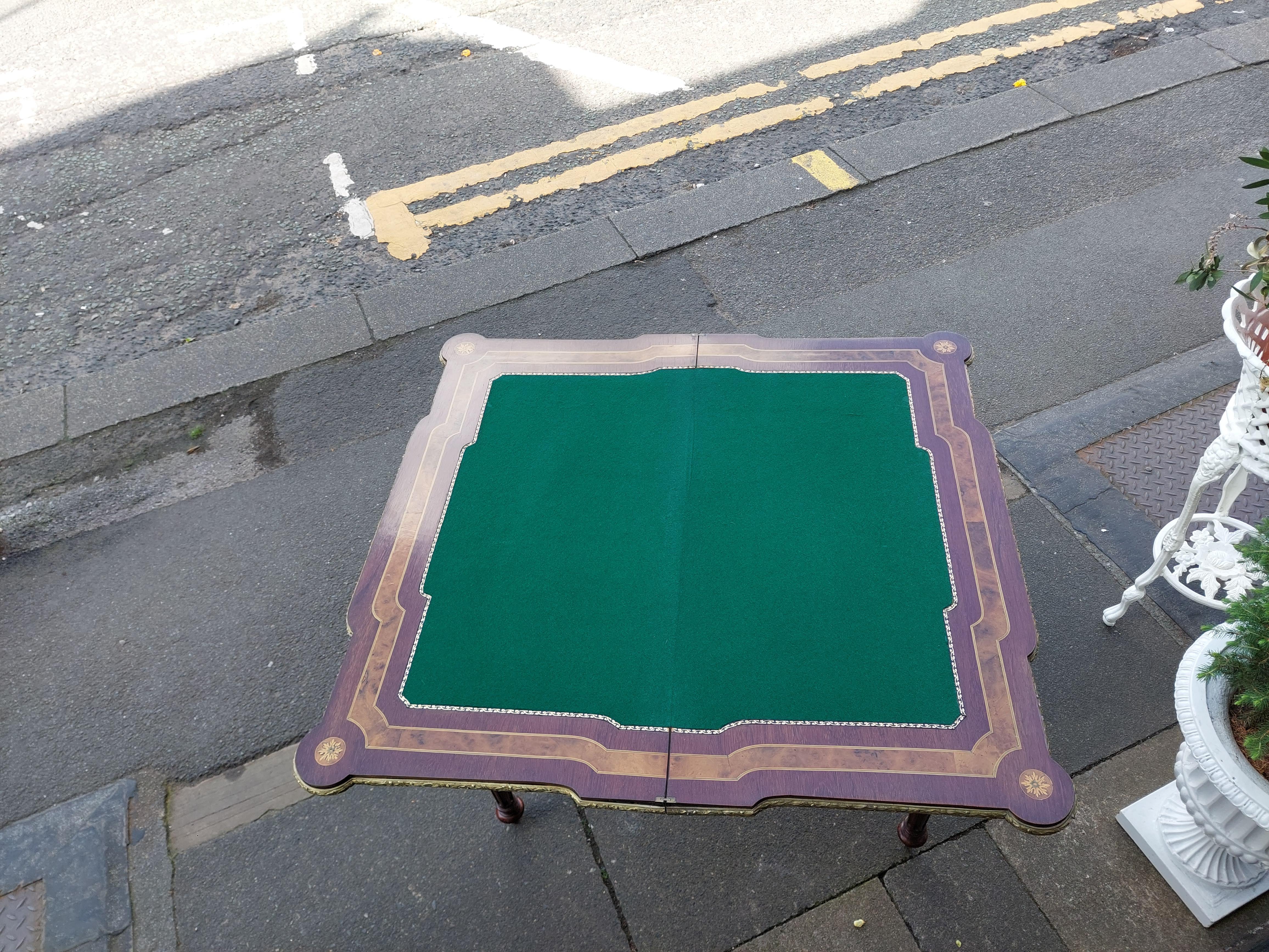 Late 19thC Burr Walnut Card Table For Sale 3