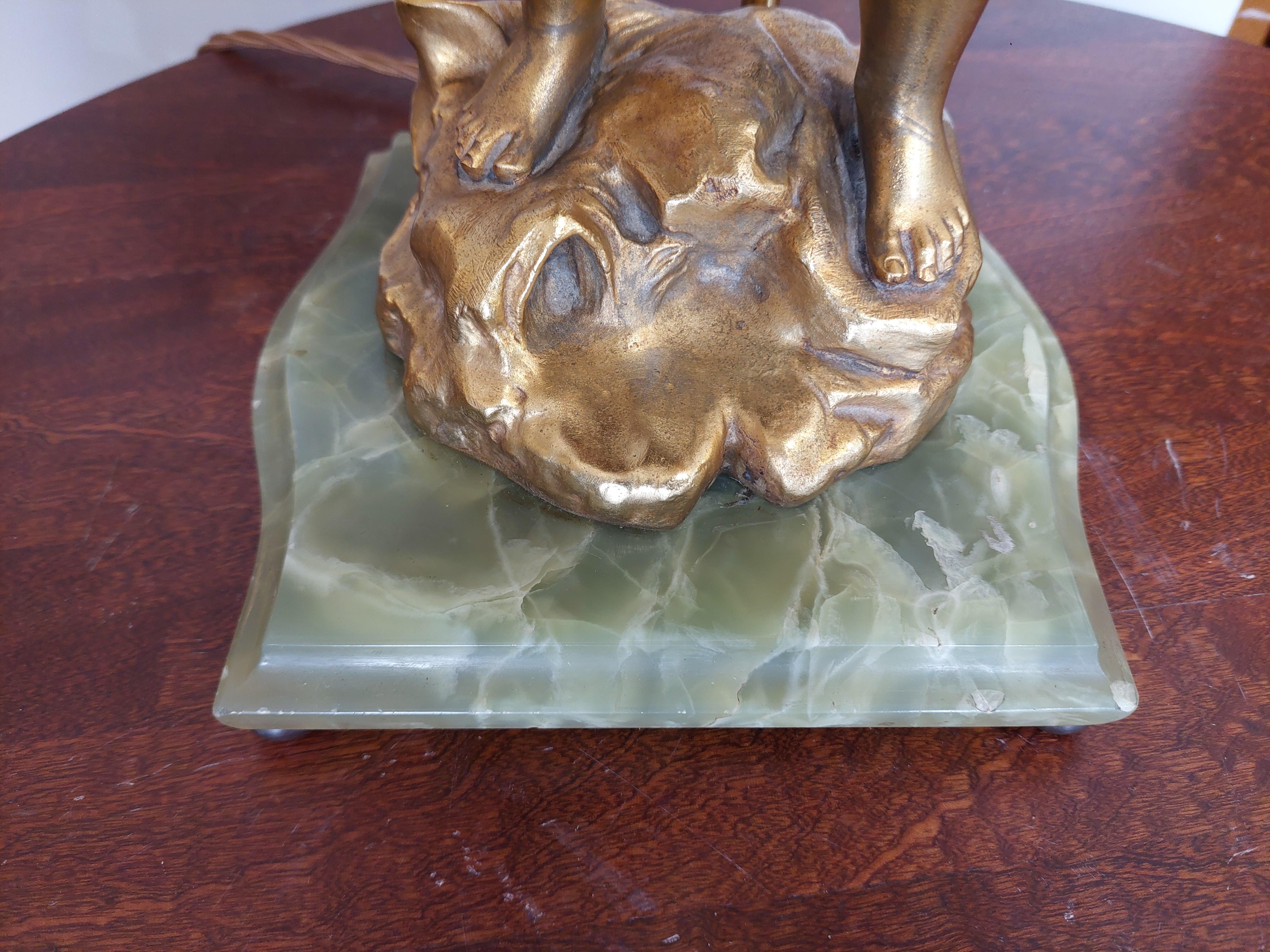 19thC French Gilt Bronze Figural Lamp Base In Good Condition For Sale In Altrincham, GB