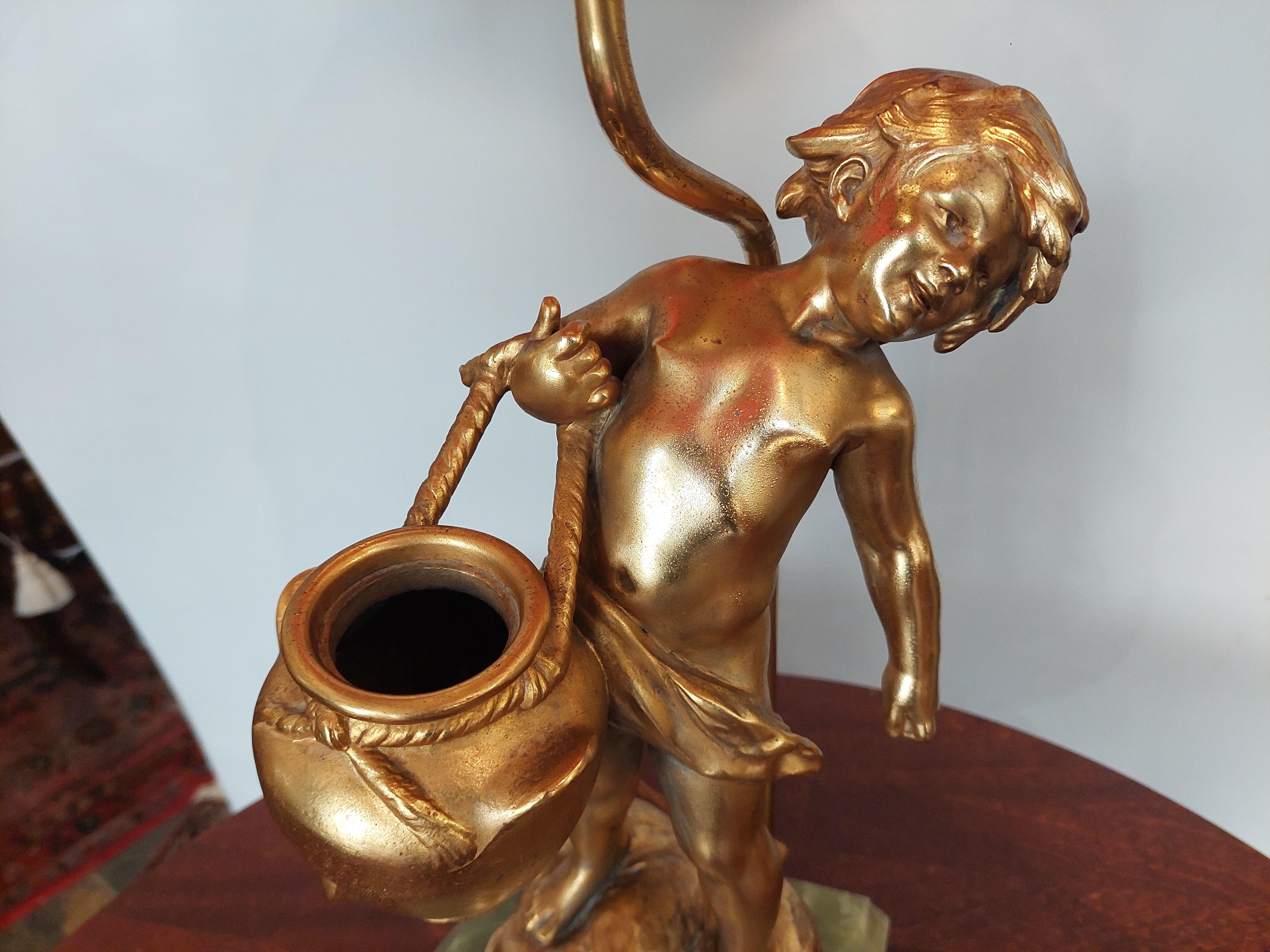 19thC French Gilt Bronze Figural Lamp Base For Sale 1