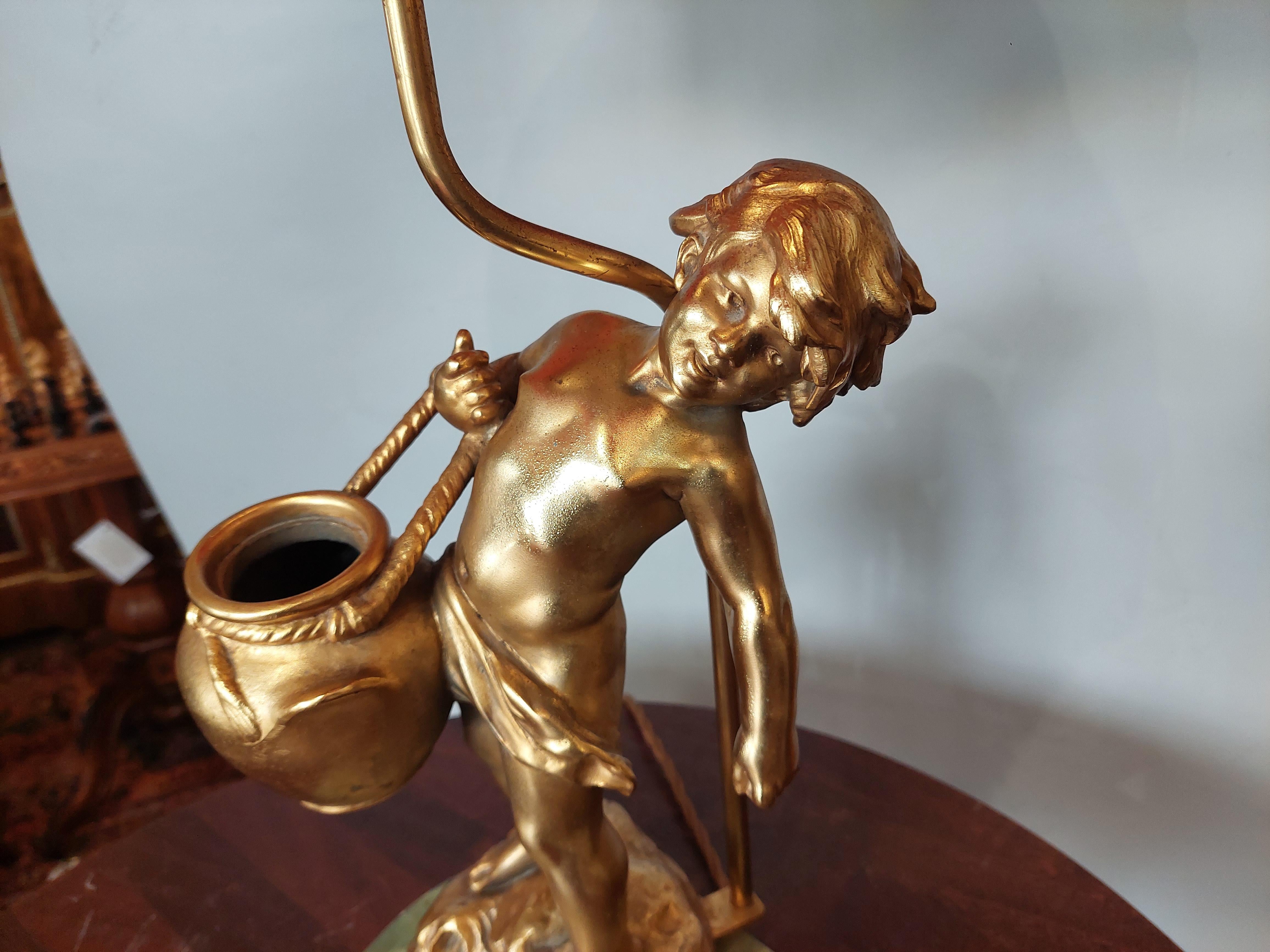 19thC French Gilt Bronze Figural Lamp Base For Sale 2