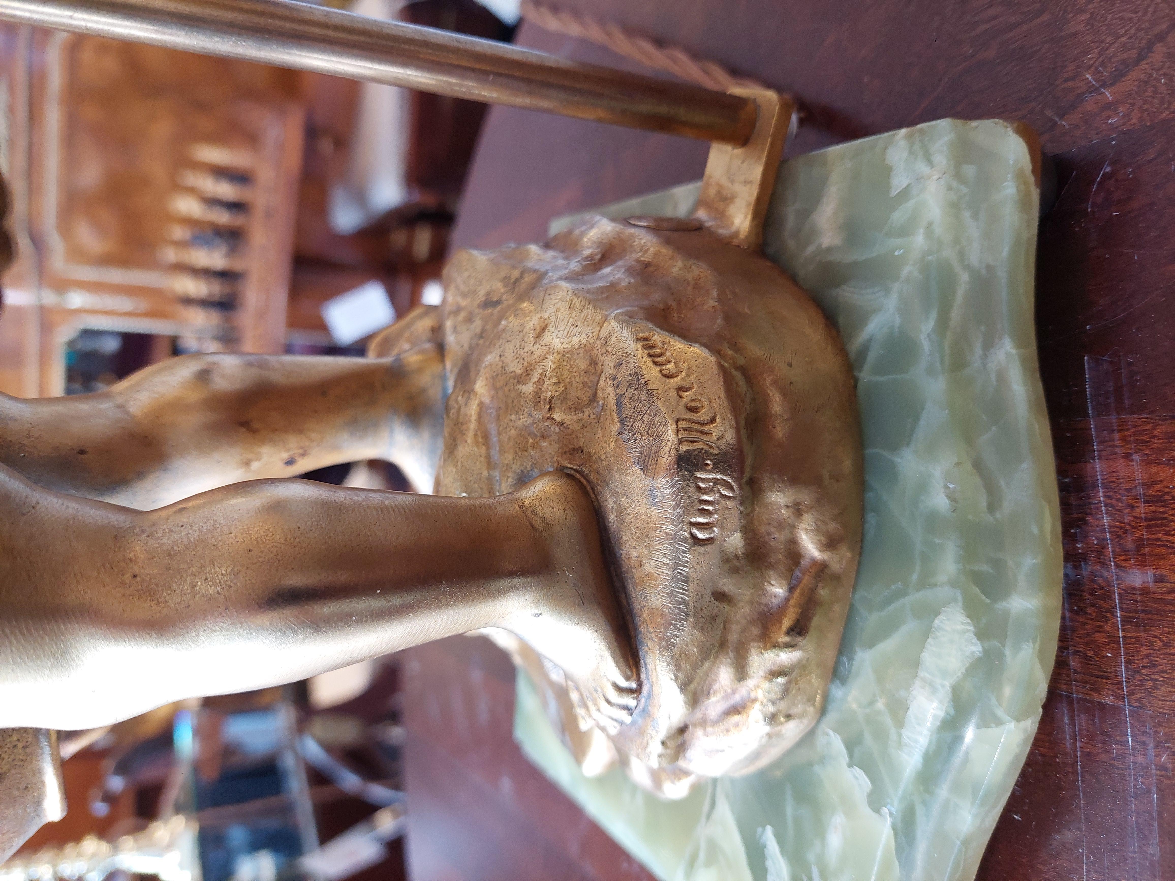 Late 19th Century 19thC French Gilt Bronze Figural Lamp Base For Sale