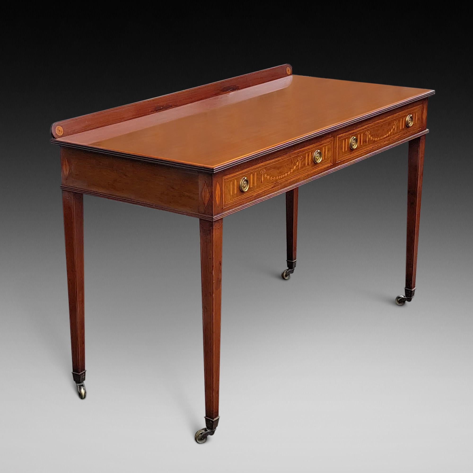 English Edwardian Mahogany Hall Table by Edwards & Roberts For Sale