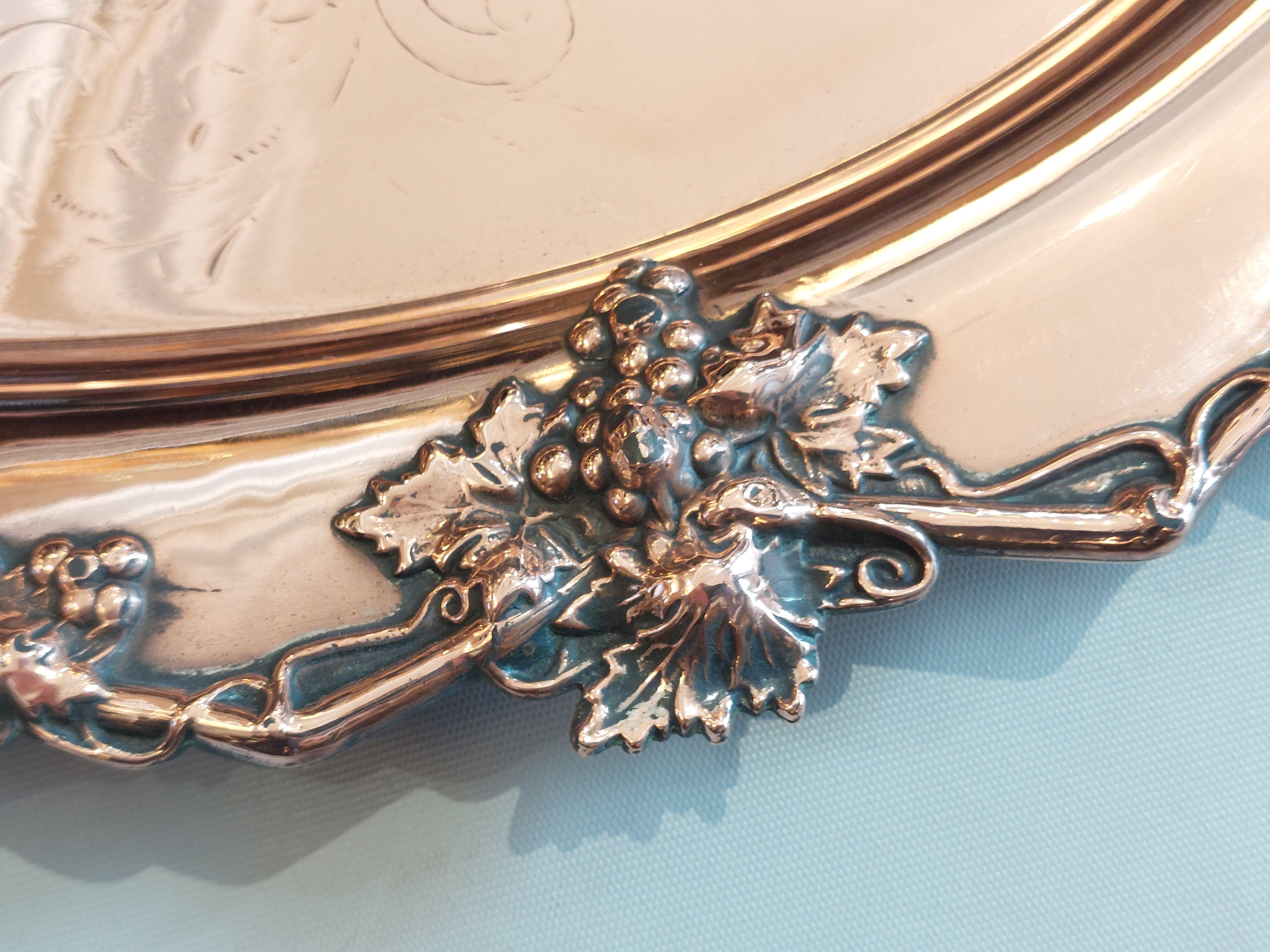 Victorian 19thC Copper Oval Two-Handled Serving Tray For Sale