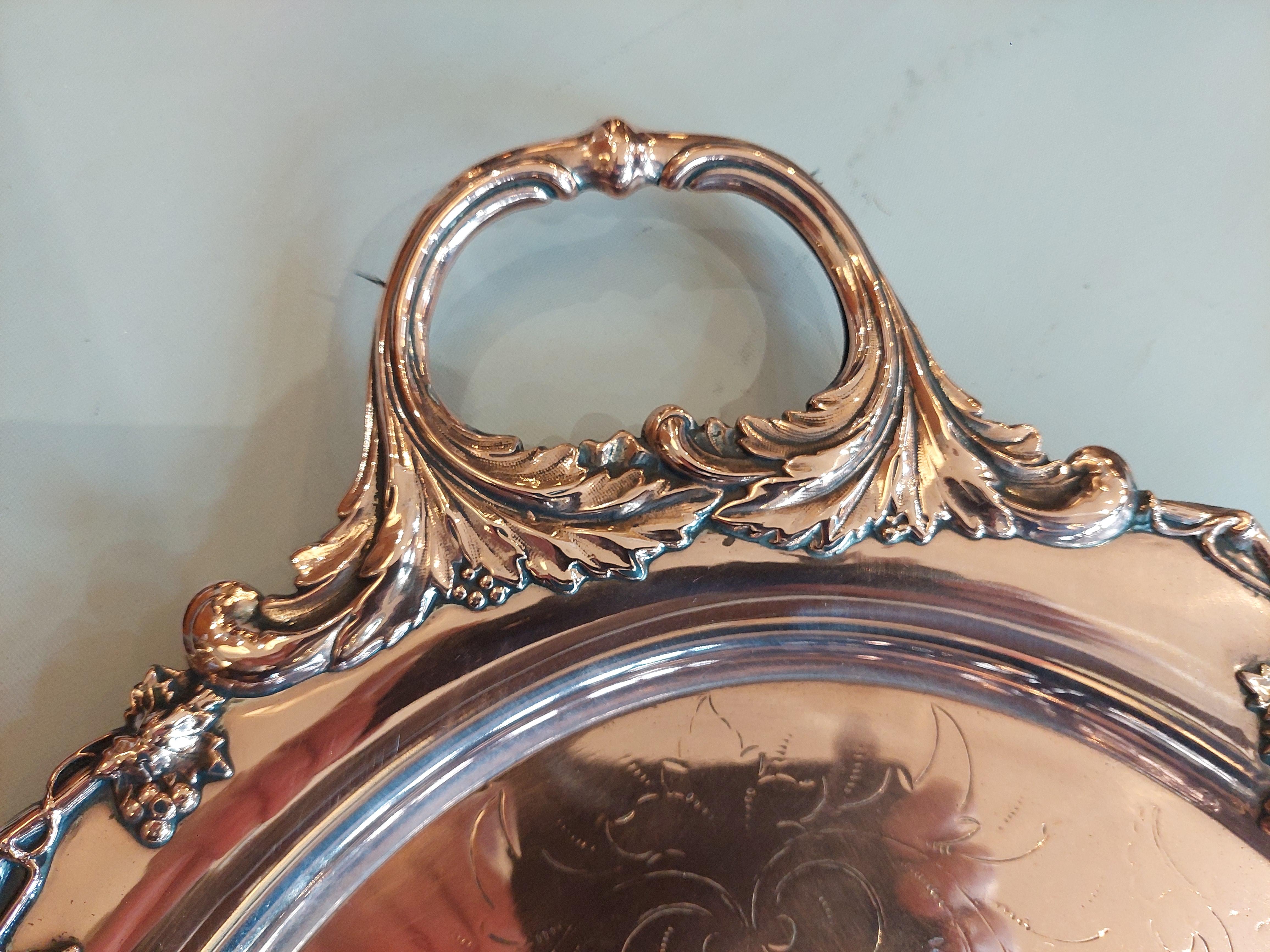 19th Century 19thC Copper Oval Two-Handled Serving Tray For Sale