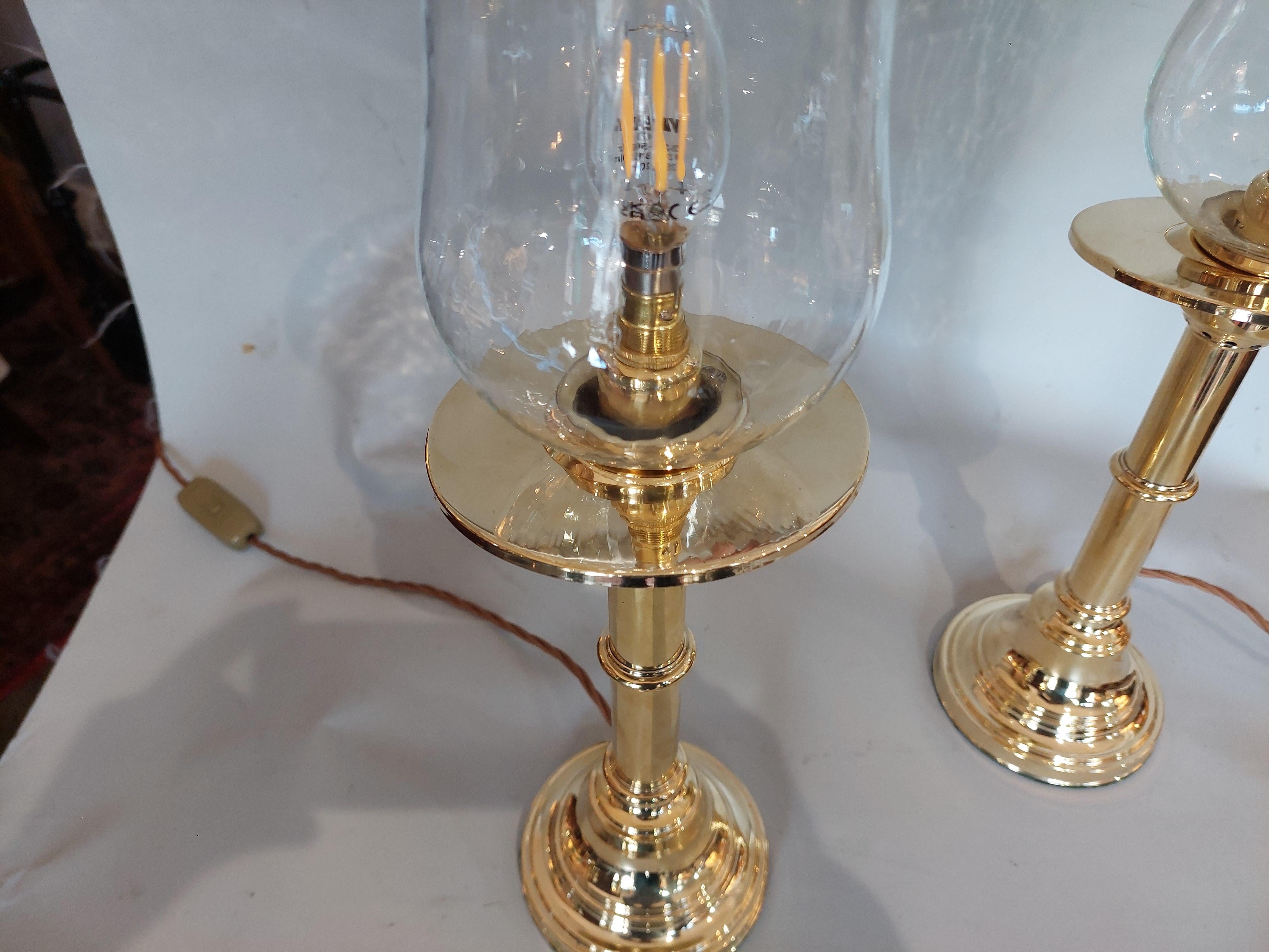 Pair of 19thC Turned Brass Table Lamps In Good Condition For Sale In Altrincham, GB