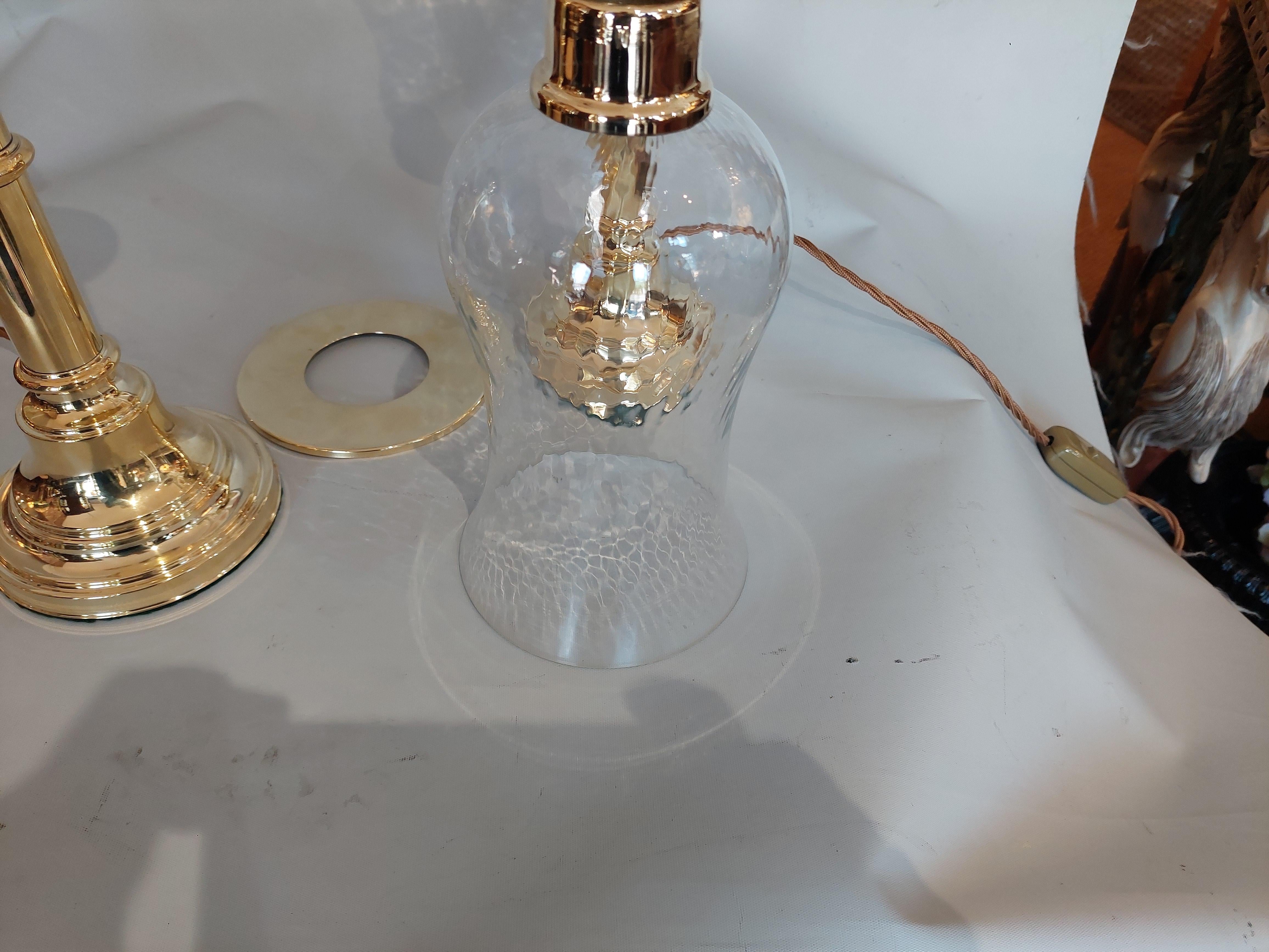 Pair of 19thC Turned Brass Table Lamps For Sale 3