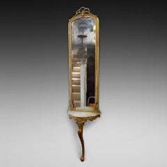 Late 19thC French Gilt Gesso Pier Mirror Mounted on a Marble Topped Console