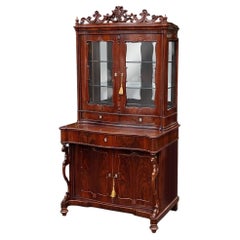 Biedermeier Rosewood Display Cabinet on Cupboard Base