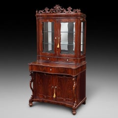 Biedermeier Rosewood Display Cabinet on Cupboard Base