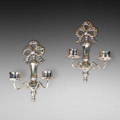 Pair of Brass Adam Revival Candle Sconces