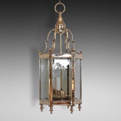 Edwardian Brass Hexagonal Lantern