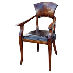 19thC French Country Elm Desk Chair