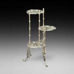 Victorian ornate brass three tier plant stand