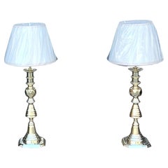 Pair of Large Edwardian Brass Chester Candlesticks