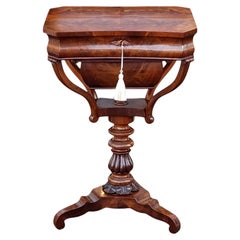 Victorian Flame Mahogany Sewing Table in Biedermeier Style