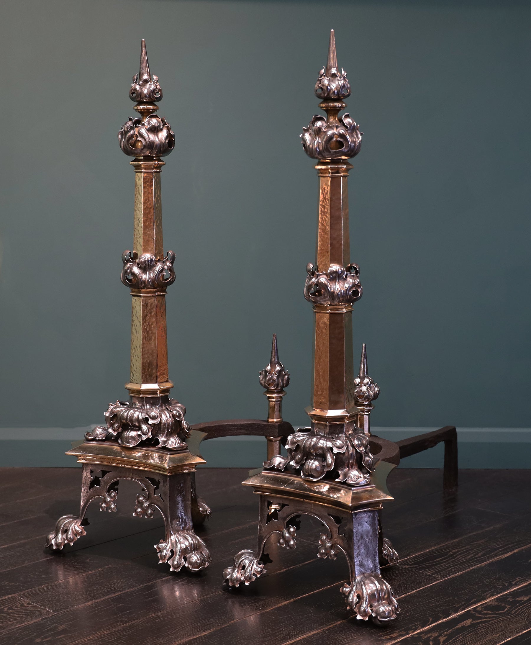 Repousse
Bronze Fireplace Andirons Fire Dogs