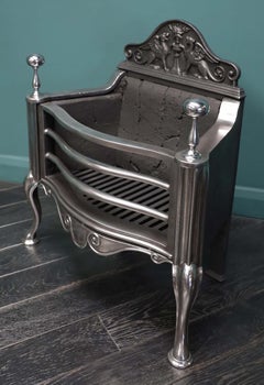 19th Century English Polished Steel Fire Basket by Thomas Elsley Circa 1890