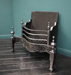 English Georgian-Revival Polished Wrought Serpentine Fire Grate
