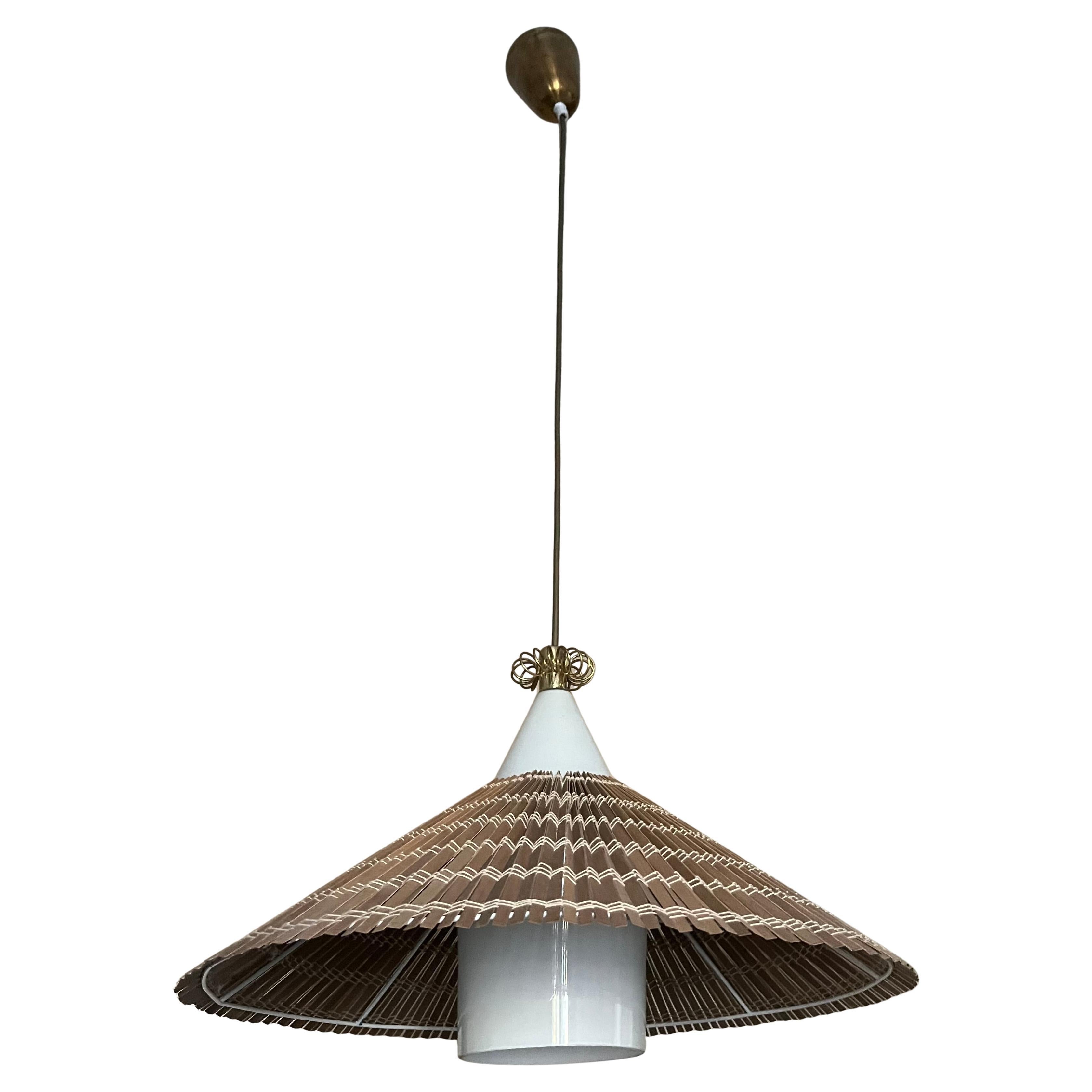 Paavo Tynell model 1082 for Idman, rattan shade, circa 1960. For Sale