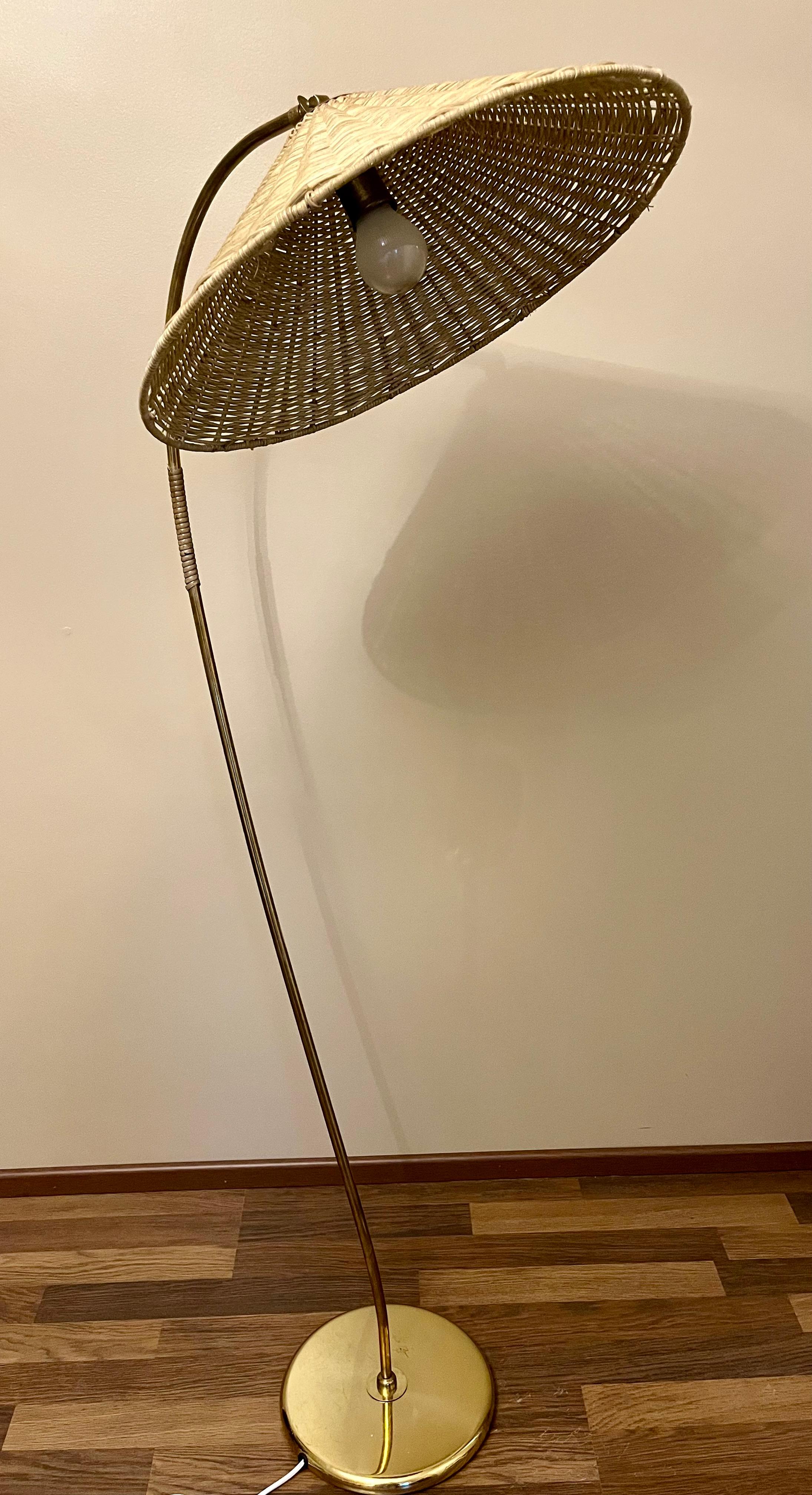 Scandinavian Modern ITSU, Finnish design; Brass Floor Lamp: 1950’s For Sale