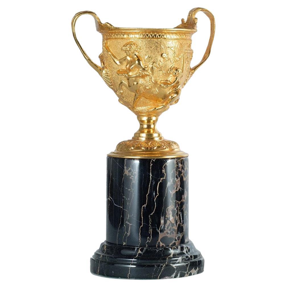 Hercules Satin brass cup with black marble base