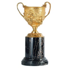 Hercules Satin brass cup with black marble base