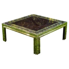Paire de tables basses Giacomo Sinopoli « Liwan » en laiton et verre bordeaux, Italie, années 70