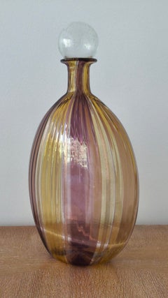 Italian Murano Glass Morandiana Bottle, Attributed to Paolo Venini and Gio Ponti