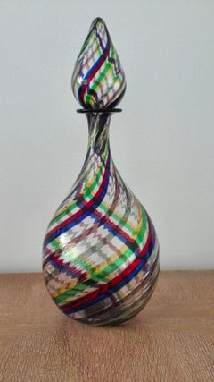 Italian Murano Glass Morandiana Bottle, Attributed to Paolo Venini and Gio Ponti