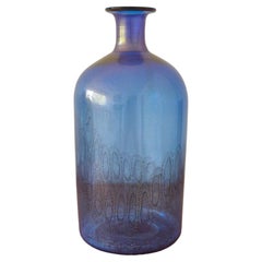 Signierte, blau schillernde Murano-Kunstglasvase von Adriano Dalla Valentina, Italien
