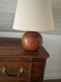 French 1960’s solid wooden sphere lamp.