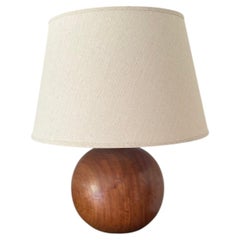 French 1960’s solid wooden sphere lamp.