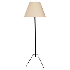 French 1950'S Black Metal Tripod Based Floor Lamp