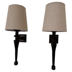 Pair of French 1960's iron wall sconces manner of Giacometti