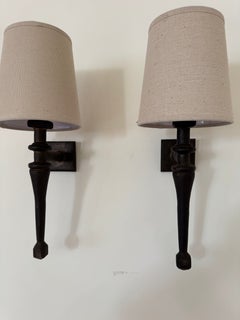 Pair of French 1960's iron wall sconces manner of Giacometti