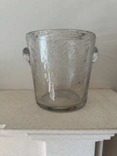 Biot handblown bubble glass vase, ice bucket. French c.1960
