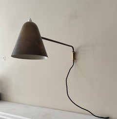 French 1950’s Jacques Biny gilt metal swing arm wall light
