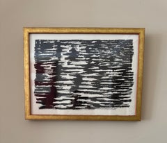 French 1960’s black & white abstract gouache painting