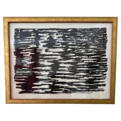French 1960’s black & white abstract gouache painting