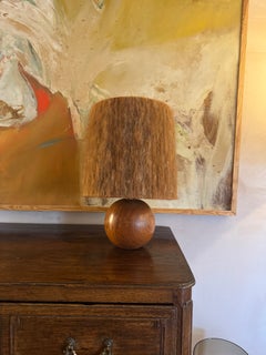 French 1960’s solid wooden sphere lamp.